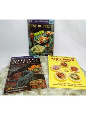 Vintage recipe books: Barbecues & Picnics, After Work cookbook, Best Buffets